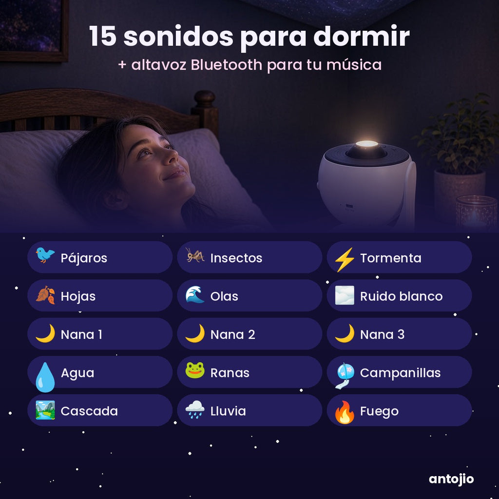 15 sonidos relajantes para dormir y altavoz Bluetooth