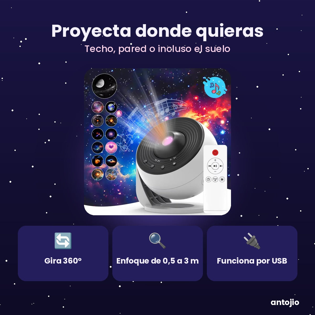 Gira 360°, enfoque de 0,5 a 3 m y funciona por USB